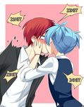  akabane_karma ansatsu_kyoushitsu bad_id bad_pixiv_id blue_hair blush combo_counter hi-ma jacket kiss male_focus multiple_boys otoko_no_ko red_hair shiota_nagisa shirt short_twintails surprised twintails vest yaoi 