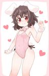  animal_ears black_hair blush bow bowtie bunny_ears bunny_tail bunnysuit detached_collar downscaled heart highres inaba_tewi kibisake looking_at_viewer md5_mismatch red_eyes resized short_hair smile solo sweat tail touhou wrist_cuffs 