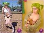  1girl breasts cosplay cosplaydeviants female meme nipples outside pedobear photo 