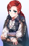 asada_ryou assassin's_creed:_unity assassin's_creed_(series) blue_eyes blush elise_de_la_serre long_hair looking_at_viewer red_hair smile solo 