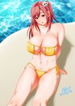  bad_id bad_pixiv_id bikini breasts brown_eyes brown_hair cleavage dead_or_alive dead_or_alive_5 eyepatch_bikini gigantic_breasts highres honoka_(doa) k.ty_(amejin) long_hair sitting solo swimsuit 