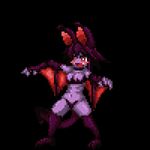  animated animated_gif bat_ears bat_wings bouncing_breasts breasts monster_girl open_mouth outstretched_arms pixel_art purple_skin red_eyes resized standing tail upscaled wings zell23 