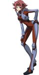  artist_request blue_eyes bodysuit breasts code_geass full_body hand_on_hip kallen_stadtfeld large_breasts looking_at_viewer official_art red_hair short_hair simple_background skin_tight smile solo standing super_robot_wars super_robot_wars_x-omega white_background 