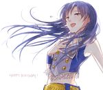  blue_hair brown_eyes happy_birthday idol idolmaster idolmaster_(classic) kisaragi_chihaya long_hair solo tears yoma 