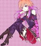  idolmaster idolmaster_cinderella_girls long_hair looking_at_viewer multicolored_hair ninomiya_asuka orange_hair purple_eyes purple_hair smile solo thighhighs two-tone_hair yoma 