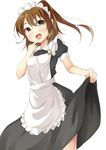  alternate_costume bad_id bad_pixiv_id brown_eyes brown_hair enmaided fumizuki_(kantai_collection) kankitsunabe_(citrus) kantai_collection long_hair maid maid_headdress ponytail solo 