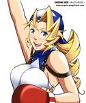 bandana blonde_hair blue_eyes boxing_gloves breasts drill_hair earrings jewelry justice_gakuen large_breasts long_hair shiritsu_justice_gakuen smile solo tiffany_lords yas 