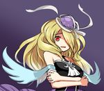  blonde_hair hair_over_one_eye long_hair pandora_(p&amp;d) puzzle_&amp;_dragons red_eyes solo zaxwu 