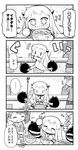  +_+ ... 0_0 2girls 4koma :d ^_^ chopsticks closed_eyes comic commentary_request dress flying_sweatdrops food food_bowl greyscale gyuudon herada_mitsuru highres kantai_collection long_hair long_sleeves magatama mittens monochrome multiple_girls northern_ocean_hime open_mouth ryuujou_(kantai_collection) shinkaisei-kan short_hair sleeveless sleeveless_dress smile sparkle spoken_ellipsis translated twintails 