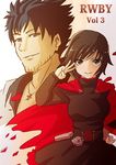  1boy 1girl black_hair copyright_name moai_(moai_world) pixiv_manga_sample qrow_branwen rose ruby_rose rwby smile 