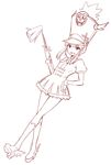  hand_on_hip hat jakuzure_nonon kill_la_kill monochrome simple_background sketch skirt smile solo white_background zaxwu 