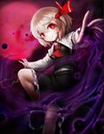 blonde_hair hair_ribbon highres juliet_sleeves long_sleeves looking_at_viewer outstretched_arms puffy_sleeves red_eyes ribbon rumia shirt skirt skirt_set smile solo spark621 touhou vest 