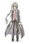  bad_proportions full_body gakuran hair_over_one_eye long_coat long_hair mizutama necktie one_side_up pants school_uniform sidelocks solo tokisaka_kuroumaru uq_holder! very_long_hair 