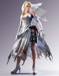  blood dress gun heels namco nina_williams tekken torn_clothes weapon wedding_dress 