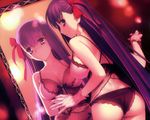  ass bb_(fate/extra_ccc) breasts cleavage cropped erect_nipples fate/extra fate/extra_ccc fate/stay_night koyama_hirokazu matou_sakura mirror panties purple_eyes purple_hair reflection scan thighhighs type-moon underwear 