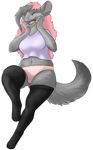  2016 anthro big_breasts breasts bunnybutts_(artist) chinchilla clothing digitigrade female fur hair happy legwear long_ears mammal open_mouth rodent smile solo thick_thighs thigh_highs tongue underwear voluptuous wide_hips 