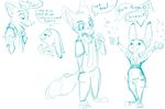  anthro canine comic cute dialogue disney duo far-from-over female fox fur happy judy_hopps lagomorph long_ears male mammal monochrome nick_wilde pregnant rabbit size_difference sketch standing zootopia 