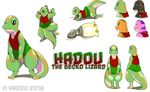  2016 all_fours alternate_species anthro bottomless climbing clothed clothing digitigrade expressions featureless_crotch front_view gecko hadou lizard model_sheet multiple_poses multiple_versions pose rear_view reptile satsui-n0-had0u scalie shirt side_view signature solo standing tank_top thick_tail thick_thighs 
