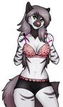  2016 5_fingers alpha_channel anthro breasts canine clothed clothing female fur grey_hair hair hyena long_hair mammal navel porin solo standing tasina teasing underwear white_hair wide_hips yellow_sclera 