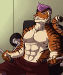  feline male mammal mtiggah muscular tiger tiggah 