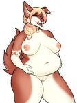  2016 alpha_channel anthro big_breasts border_collie breasts brown_fur canine collar collie dog female fur hair hands_on_stomach long_hair looking_at_viewer mammal marcella_dea navel nipples nude open_mouth overweight porin pussy red_nose slightly_chubby solo standing thick_thighs tongue tongue_out voluptuous white_fur wide_hips 