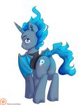  2016 alasou blue_eyes blue_hair butt cutie_mark equine feral hades hair hi_res horn male mammal membranous_wings my_little_pony patreon simple_background solo white_background winged_unicorn wings 