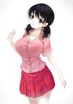  black_hair breasts brown_eyes bursting_breasts doraemon huge_breasts looking_at_viewer minamoto_shizuka older parted_lips reio_reio short_hair skirt smile solo twintails 