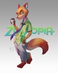  absurd_res anthro canine disney fox fur green_eyes hi_res looking_at_viewer male mammal nick_wilde solo zootopia 阿狼 