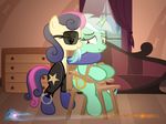  2016 amber_eyes bdsm blue_eyes bonbon_(mlp) bondage bound chair clothing cuffs_(disambiguation) curtains cutie_mark duo earth_pony equine eyewear female feral friendship_is_magic fur furniture green_fur hair horn horse inside lyra_heartstrings_(mlp) mammal multicolored_hair my_little_pony nightmaremoons patreon pony skinsuit smile sofa sunglasses tight_clothing two_tone_hair unicorn window 