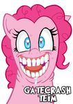  2015 blue_eyes curtsibling digital_media_(artwork) earth_pony english_text equine eyelashes female friendship_is_magic fur hair happy horse looking_at_viewer mammal my_little_pony open_mouth parody pink_fur pink_hair pinkie_pie_(mlp) pony simple_background solo teeth text tongue white_background white_sclera 