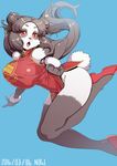  1girl artist_request black_hair breasts chinese_clothes female furry long_hair nogi_(sakanashikatabenai) open_mouth panda red_eyes twintails 