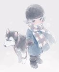  blush coat dog fubuki_shirou gloves husky inazuma_eleven inazuma_eleven_(series) leash male_focus scarf solo standing ting_come 