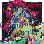  blue_skin cover cross gashi-gashi headphones horn horns megaphone monster monster_girl pink_hair pointy_ears sharp_teeth skull teeth yellow_sclera 