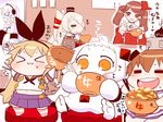  &gt;_&lt; :3 =_= amatsukaze_(kantai_collection) anchor_symbol arms_up blonde_hair blush_stickers bowl braid brown_eyes brown_hair chibi chopsticks closed_eyes commentary_request detached_sleeves eating empty enemy_aircraft_(kantai_collection) food food_on_face glasses gyuudon hair_tubes hat headgear headphones heart horns japanese_clothes kantai_collection kariginu long_hair magatama midriff miniskirt mittens multiple_girls northern_ocean_hime open_mouth orange_eyes rensouhou-chan rensouhou-kun rice rice_bowl rice_on_face ryuujou_(kantai_collection) sako_(bosscoffee) school_uniform serafuku shimakaze_(kantai_collection) short_hair sitting skirt smile sparkle spoken_heart supply_depot_hime thighhighs top_hat translation_request twintails visor_cap white_hair white_skin x3 yukikaze_(kantai_collection) 