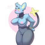  anthro big_breasts blush breasts cat feline female junga mammal nintendo nipples nude pinup pok&eacute;mon pose sassy shinx solo video_games wide_hips 