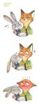  1girl blush cellphone cheek_kiss comic disney furry green_eyes hetero highres judy_hopps kiss nick_wilde phone police police_uniform purple_eyes smartphone torakun14 uniform zootopia 