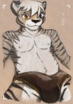  2016 anthro bulge cat clothing feline looking_at_viewer male mammal pencil_(artwork) penis simple_background smile solo tiger tolbi traditional_media_(artwork) underwear 
