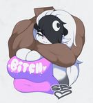  asphyxiation bear belly big_breasts blush breasts choking cleavage cleavage_overflow clothed clothing cute ebony fangs female graffiti headlock huge_breasts luna_paws makeup male male/female mammal muscular overweight panda profanity slightly_chubby slit_pupils smutbunny 
