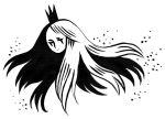  1girl closed_mouth commentary crown english_commentary greyscale heikala ink_(medium) inktober long_hair monochrome original portrait simple_background sketch solo traditional_media 