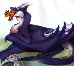  blue_fur dragon drooling eating feathers feral fluffy fur furred_dragon lothar male saliva starquill sticky swallowing teeth vore wet white_fur wings 