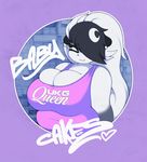  bear belly big_breasts breasts cleavage cleavage_overflow clothed clothing cute fangs female graffiti huge_breasts luna_paws makeup mammal overweight panda slightly_chubby slit_pupils smutbunny 