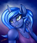  2016 absurd_res anthro anthrofied blue_skin clothed clothing elzzombie equine female friendship_is_magic hair hi_res horn long_hair mammal my_little_pony princess_luna_(mlp) solo unicorn 