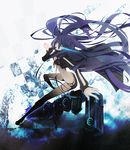  arm_cannon black_rock_shooter black_rock_shooter_(character) burning_eye hands highres legs long_hair plastick shorts solo very_long_hair weapon 