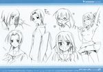  amesarasa bike_shorts chibi enmachi_kiri fujinomori_hanaka kanekiyo_miwa kimono kumihama_mitsuha megane monochrome seifuku sketch 