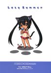  animal_ears chibi k-on! nakano_azusa nekomimi sukapon-do swimsuits tail tan_lines 