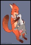  2016 animal_genitalia animal_penis anthro balls blush border breast_grab breasts canine cute digital_media_(artwork) disney dosent duo erection eyes_closed female fox from_behind_position fur grey_fur hand_on_breast hand_on_thigh interspecies judy_hopps knot lagomorph licking long_ears male male/female mammal nick_wilde nipples nude on_top orange_fur penetration penis predator/prey_relations purple_eyes pussy rabbit reverse_cowgirl_position sex simple_background size_difference tongue tongue_out vaginal vaginal_penetration zootopia 