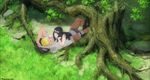  1boy 1girl ass bandaged_arm blush couple forehead_protector grass hyuuga_hinata lavender_eyes naruto naruto:_the_last psyclopathe shorts tree uzumaki_naruto 