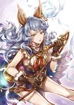  animal_ears artist_name bangs black_gloves blue_hair breasts bunny_ears cape closed_mouth dr. erune ferry_(granblue_fantasy) from_above fur_trim ghost gloves granblue_fantasy holding holding_weapon holding_whip jewelry long_hair sideboob single_earring sketch skirt sleeveless small_breasts solo wavy_hair weapon whip yellow_eyes 