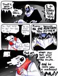  aftertale animated_skeleton blood bone clothed clothing comic dialogue english_text gaster geno_sans_(aftertale)_(character) loverofpiggies male melting not_furry scarf skeleton text undead undertale video_games wounded 