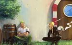  2boys blonde_hair chef green_hair male_focus multiple_boys one_piece roronoa_zoro sanji sleeping thousand_sunny 